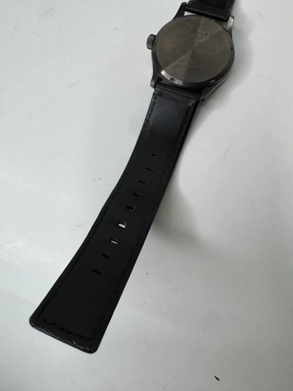 Nixon The Sentry Stainless Steel Watch Black Leather Band Gunmetal Stainless Ste